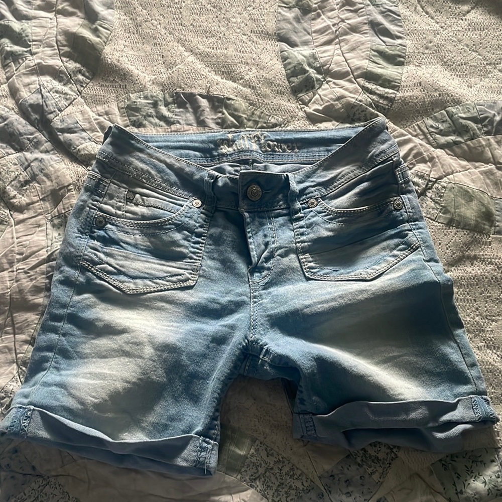 Rolled Hem Blue Jean Shorts